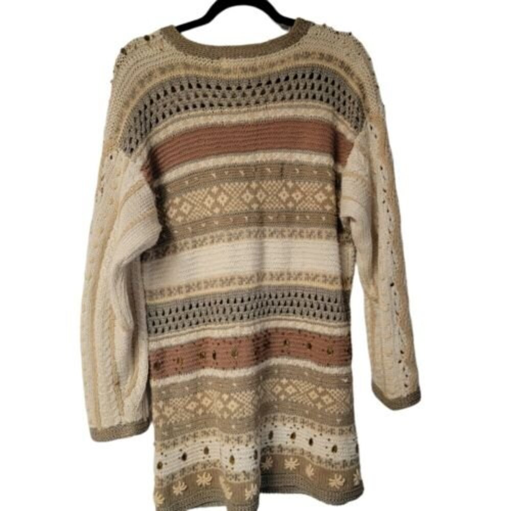 Vintage JENNIFER REED Sweater Cottage-Core Earth Tones Knit Oversized Small